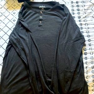 Clean Fresh Tees Charcoal Black Henley- Large